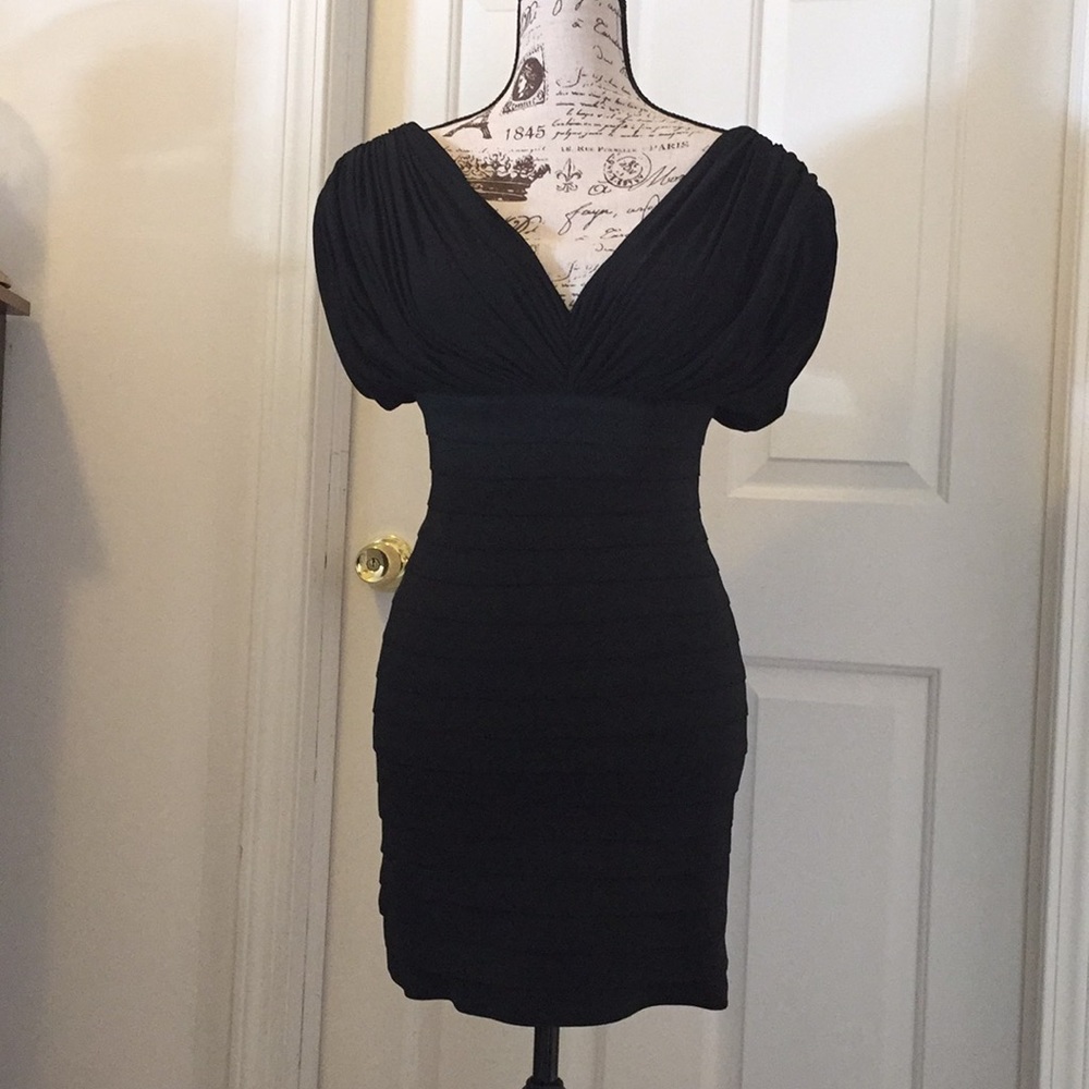 Couture little black dress. Sz XS. Custom made.New